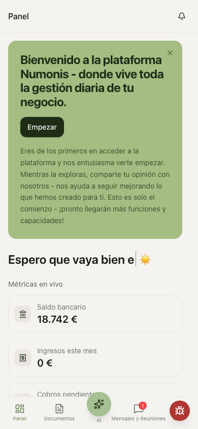 Navegación móvil de Numonis