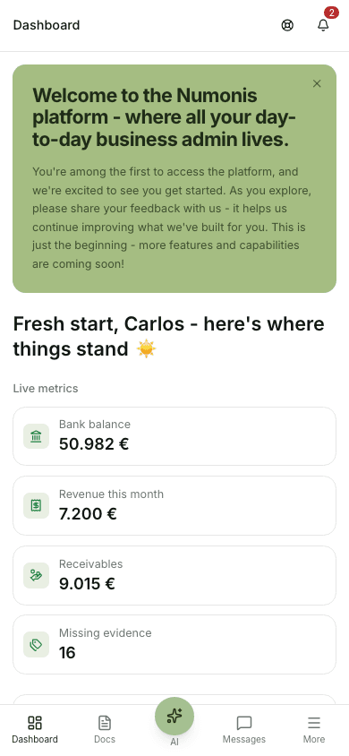Numonis mobile navigation